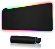🎮 enhance your gaming experience with the rgb gaming mouse pad - large extended soft led mouse mat with 14 lighting modes, non-slip rubber base, and waterproof surface - keyboard mousepad (31.5 x 11.8 x 0.2 inch) (black-l) logo