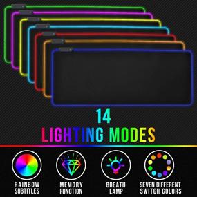 img 3 attached to 🎮 Enhance Your Gaming Experience with the RGB Gaming Mouse Pad - Large Extended Soft LED Mouse Mat with 14 Lighting Modes, Non-Slip Rubber Base, and Waterproof Surface - Keyboard Mousepad (31.5 x 11.8 x 0.2 Inch) (Black-L)