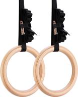 🔮 yimidear gymnastic rings - wood olympic rings with adjustable buckle straps for strength training, crossfit, pull ups and dips (1.1 inch) логотип