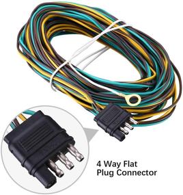 img 3 attached to 🚗 25ft Miady Trailer Wiring Harness with 4 Flat Connector | 18AWG Color Coded Wires – Trailer Light Wiring Extension Kit with 4ft White Ground Wire