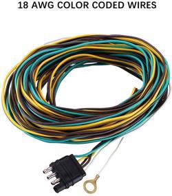 img 2 attached to 🚗 25ft Miady Trailer Wiring Harness with 4 Flat Connector | 18AWG Color Coded Wires – Trailer Light Wiring Extension Kit with 4ft White Ground Wire