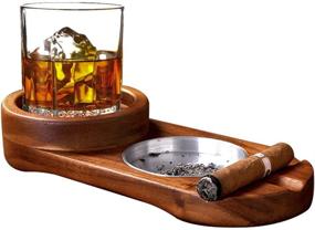 img 4 attached to Whiskey Holder 🥃 Accessory with Ashtray Coaster