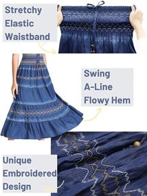img 2 attached to 👗 DREFBUFY Maxi Skirt - High Waist Elastic Denim Tiered Long Skirt for Women - Casual Midi Dress