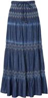 👗 drefbufy maxi skirt - high waist elastic denim tiered long skirt for women - casual midi dress logo