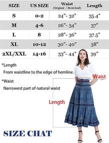 img 1 attached to 👗 DREFBUFY Maxi Skirt - High Waist Elastic Denim Tiered Long Skirt for Women - Casual Midi Dress
