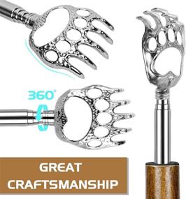 img 2 attached to 🐻 HOFASON 2 Pack Back Scratcher: Extendable Metal Bear Claw Telescopic Backscratcher for Men and Women, with Wooden Handle - Ultimate Relief for Back and Body Itching