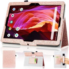 img 4 attached to 👜 Premium Leather DMLuna Case with Hand Strap for Dragon Touch 10 inch K10, Notepad K10, Max10, ZONKO K105 10.1 Tablet