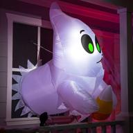 👻 joiedomi 4 ft halloween ghost inflatable with candy breaking out window, built-in led blow up decoration for indoor/outdoor party, yard, garden, lawn логотип