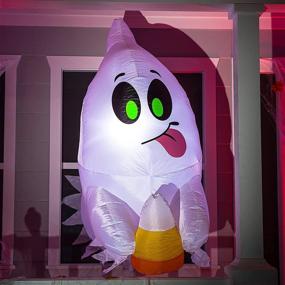 img 2 attached to 👻 Joiedomi 4 FT Halloween Ghost Inflatable with Candy Breaking Out Window, Built-in LED Blow Up Decoration for Indoor/Outdoor Party, Yard, Garden, Lawn