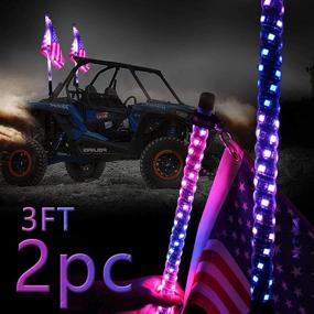 img 4 attached to 🚁 DIBMS 3ft LED Whip Lights with Flag Pole - Remote Control, 360° Spiral LED RGB Chase Dancing Light - Off-road Warning Lighted Antenna Whips for UTV ATV, Off-Road Trucks, Sand Buggies, Dunes, RZR, Can-am, Boats - Set of 2