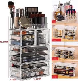 img 3 attached to 💄 Cq Acrylic Clear Makeup Organizer Set: Stackable Large Cosmetic Display Case with 9 Drawers for Beauty Skincare Products, Jewelry, Hair Accessories. Perfect for Organizing!