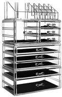 💄 cq acrylic clear makeup organizer set: stackable large cosmetic display case with 9 drawers for beauty skincare products, jewelry, hair accessories. perfect for organizing! логотип