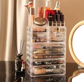 img 2 attached to 💄 Cq Acrylic Clear Makeup Organizer Set: Stackable Large Cosmetic Display Case with 9 Drawers for Beauty Skincare Products, Jewelry, Hair Accessories. Perfect for Organizing!