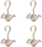 👜 beige rotating handbag hanger rack closet organizer storage hooks for bag belt tie scarf - set of 4 logo