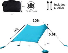 img 1 attached to 🏖️ OKL Family Beach Tent Canopy Pop Up Sunshade with 4 Aluminum Poles & Carrying Bag - Outdoors Beach Fishing Backyard Camping Picnics - UPF50 Sun Protection - Light Blue - 10X9 FT