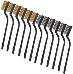 img 4 attached to 🧹 Versatile 12 Pieces Wire Brush Set: Stainless Steel + Brass Bristles, Curved Handle - Ideal for Cleaning Welding Slag and Rust on Masonry Surfaces