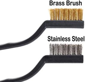 img 3 attached to 🧹 Versatile 12 Pieces Wire Brush Set: Stainless Steel + Brass Bristles, Curved Handle - Ideal for Cleaning Welding Slag and Rust on Masonry Surfaces