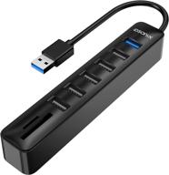 idsonix 8-in-1 usb hub with usb 3.0 port, 5 usb 2.0 ports, and dual sd & tf card reader combo - ideal for laptops, tablets, pc, imac, macbook, windows, linux - supports sd, sdxc, and tf cards - 15cm, black logo