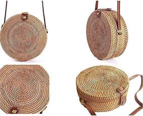 img 1 attached to 👜 Handwoven Rattan Shoulder Bag with Leather Straps for Women + Wallet Combo