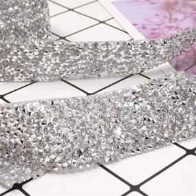 img 3 attached to 🎂 Bling Crystal Rhinestone Ribbon: DIY Self-Adhesive Sparkle for Wedding Cakes, Crafts, Decorations - 3.2 Yard, Silver, 2CM Width