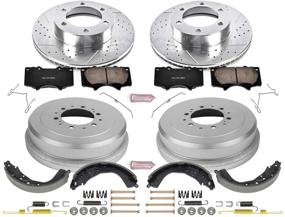 img 1 attached to 🔥 Улучшенная производительность: Комплект передних и задних тормозных колодок Power Stop K15214DK с карбоновым наполнителем Z23, с проколотыми и желобоватыми тормозными барабанами.