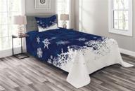 ❄️ snowflake bedspread twin size, winter theme christmas illustration cold weather season inspired celebration, decorative quilted coverlet set with pillow sham, indigo white - lunarable logo