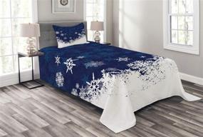 img 3 attached to ❄️ Snowflake Bedspread Twin Size, Winter Theme Christmas Illustration Cold Weather Season Inspired Celebration, Decorative Quilted Coverlet Set with Pillow Sham, Indigo White - Lunarable