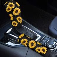 🌻 enhance your car's interior with babrukda car interior accessories for women - yellow sunflower pattern gear shift knob and handbrake cover set - easy install, anti-slip, universal fit - 2 pcs logo