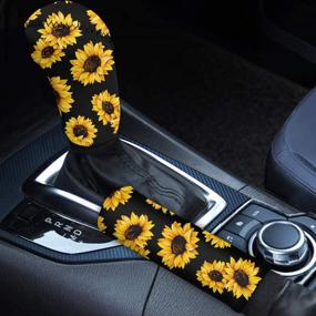 img 4 attached to 🌻 Enhance Your Car's Interior with Babrukda Car Interior Accessories for Women - Yellow Sunflower Pattern Gear Shift Knob and Handbrake Cover Set - Easy Install, Anti-Slip, Universal Fit - 2 pcs