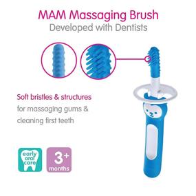 img 1 attached to MAM Interactive Baby Toothbrush with Gum Cleaner and Massager – 🐻 Brushy The Bear Character, Blue, for Boys 3+ Months - Includes Companion App