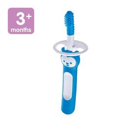 img 3 attached to MAM Interactive Baby Toothbrush with Gum Cleaner and Massager – 🐻 Brushy The Bear Character, Blue, for Boys 3+ Months - Includes Companion App