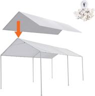 🏞️ thanaddo 10 x 20 ft carport replacement canopy cover: garage top tent shelter tarp with free 48 ball bungee cords, white - only cover, frame not included logo