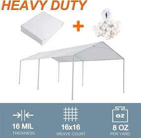 img 2 attached to 🏞️ Thanaddo 10 x 20 Ft Carport Replacement Canopy Cover: Garage Top Tent Shelter Tarp with Free 48 Ball Bungee Cords, White - Only Cover, Frame Not Included