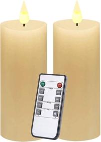 img 4 attached to 🕯️ Decorative LED Fireplace Candle Wax Pillar Candles - Remote Controlled Table Décor with Flickering Flame Effect - Pack of 2 Ivory Candles (2.1"×4.8") - Battery Operated