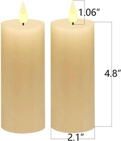 img 2 attached to 🕯️ Decorative LED Fireplace Candle Wax Pillar Candles - Remote Controlled Table Décor with Flickering Flame Effect - Pack of 2 Ivory Candles (2.1"×4.8") - Battery Operated