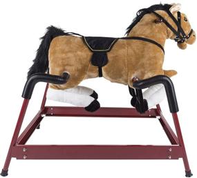 img 3 attached to 🐴 Happy Trails Brown Spring Rocking Horse Plush Ride-On Toy with Adjustable Foot Stirrups, Sounds, Ideal for Toddlers to 5 Years