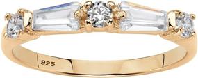 img 4 attached to 💍 Round and Baguette Cubic Zirconia Wedding Band Ring in .925 Sterling Silver with Yellow Gold Plating