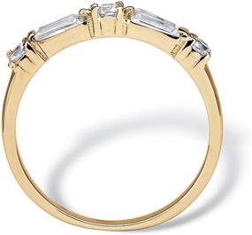 img 3 attached to 💍 Round and Baguette Cubic Zirconia Wedding Band Ring in .925 Sterling Silver with Yellow Gold Plating