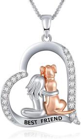 img 4 attached to 🐱 Qleesi Best Friend Cat Necklace for Women: Heart Dainty Necklace for Fashionable Girls, Cute Cat/Dog Pendant Jewelry Gift for Cat/Dog Lover on Birthday or Christmas