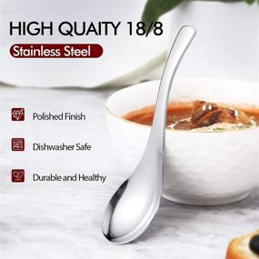 img 2 attached to 🥄 Thick Heavy-Weight Stainless Steel Soup Spoons Set by HIWARE - 12-Piece