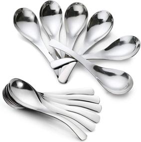 img 4 attached to 🥄 Thick Heavy-Weight Stainless Steel Soup Spoons Set by HIWARE - 12-Piece