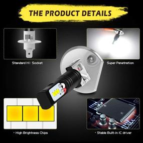 img 2 attached to 💡 KATUR LED-лампа для туманной фары H1 - ультраяркая, 1600 люмен, максимальная мощность 80 Вт, чипы CSP, 6500K ксеноново-белый - замена туманной фары или бегущего дневного света - гарантия 3 года