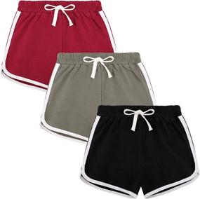 img 4 attached to 🩳 BOOPH 3 Pack Girls Cotton Athletic Dolphin Shorts - Ideal for Workout, Running, Dance