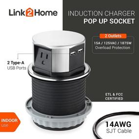 img 3 attached to 🔌 Link 2 Home Space Saver Pop Up Outlet: Fast Charge USB Ports, Splash Resistant, Stainless-Steel Finish - Ideal for Kitchen, Office, and Workshop