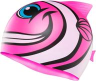 🐠 get your little ones swimming with joy using tyr sport kid's charac happy fish swim cap! logo