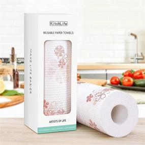 img 4 attached to KitchLife Reusable Bamboo Paper Towels - 1 Roll, Eco-Friendly Kitchen Roll, Washable and Recycled, Zero Waste Products, Sustainable Gifts, Environmentally Friendly, (Sakura)