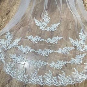 img 1 attached to 👰 U-Hotmi Lace Bridal Veil with Applique Edge - Long Cathedral Wedding Veil for Women