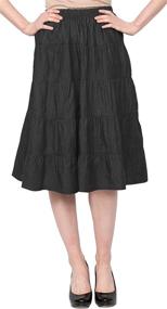 img 2 attached to 👗 Versatile Baby'O Women's Below The Knee Length 5 Tiered Denim Prairie Skirt: Stylish & Comfortable