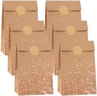 🛍️ cooraby 30pcs rose gold dot bronzing kraft paper bags + 48 stickers for party, birthday, wedding celebrations logo