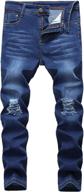 👖 stylish and durable: gunlire blue destroyed distressed stretch boys' jeans logo